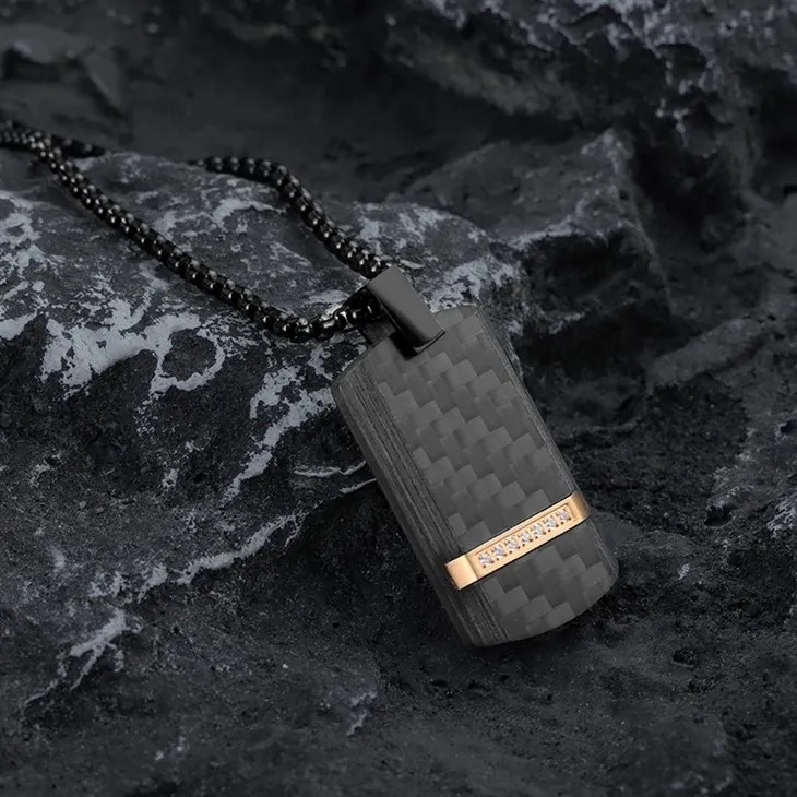 Dog Tag Black Carbon Fiber Pendant 02