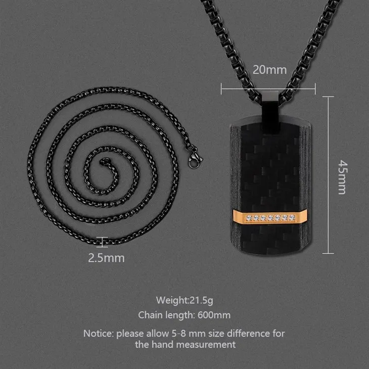 Dog Tag Black Carbon Fiber Pendant 04