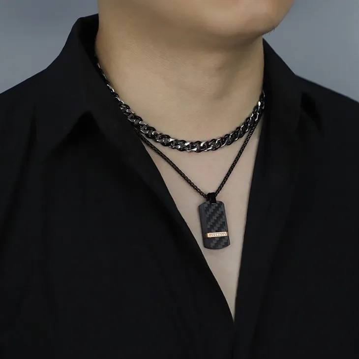 Dog Tag Black Carbon Fiber Pendant 05