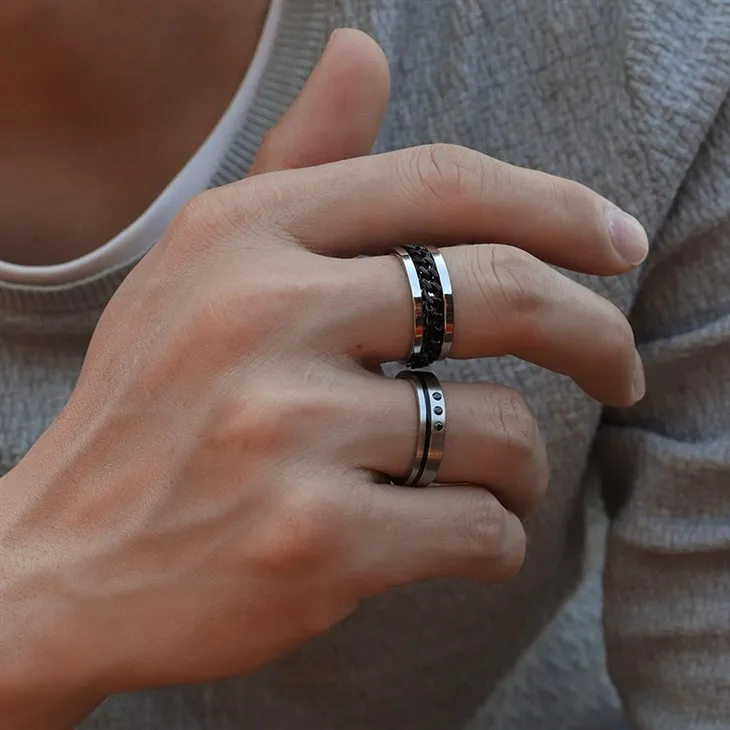 316L Stainless Steel Black-plated Cuban Link Chain Ring price 316L Stainless Steel Black-plated Cuban Link Chain Ring price