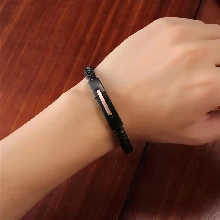 Custom Engraved Genuine Leather Wrap Bracelet Men