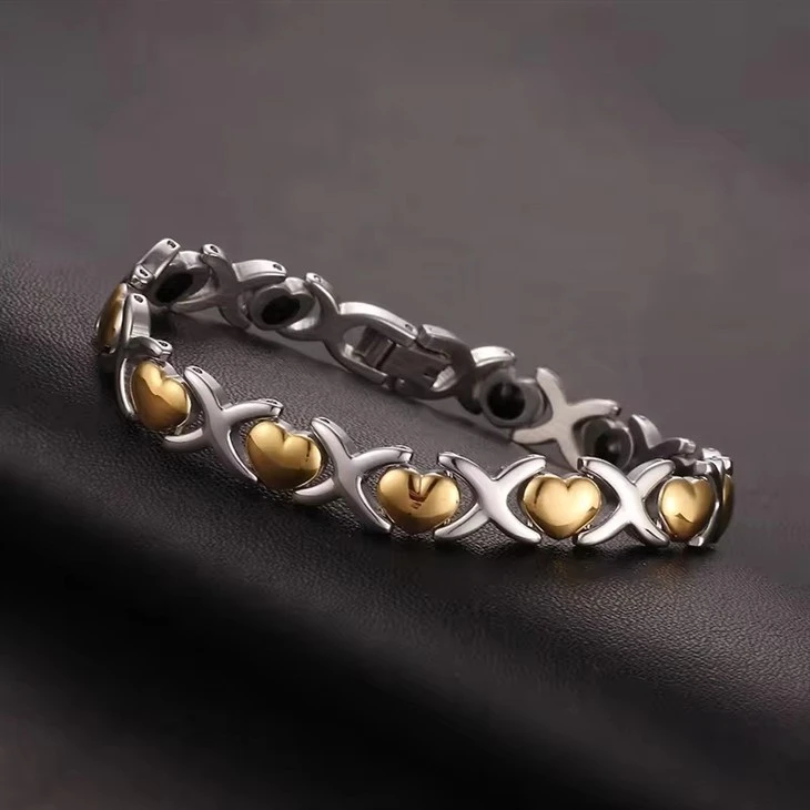 Gold Health Therapy Stainless Steel 4000 Gauss Heart Magnetic Lover Bracelet Gold Health Therapy Stainless Steel 4000 Gauss Heart Magnetic Lover Bracelet
