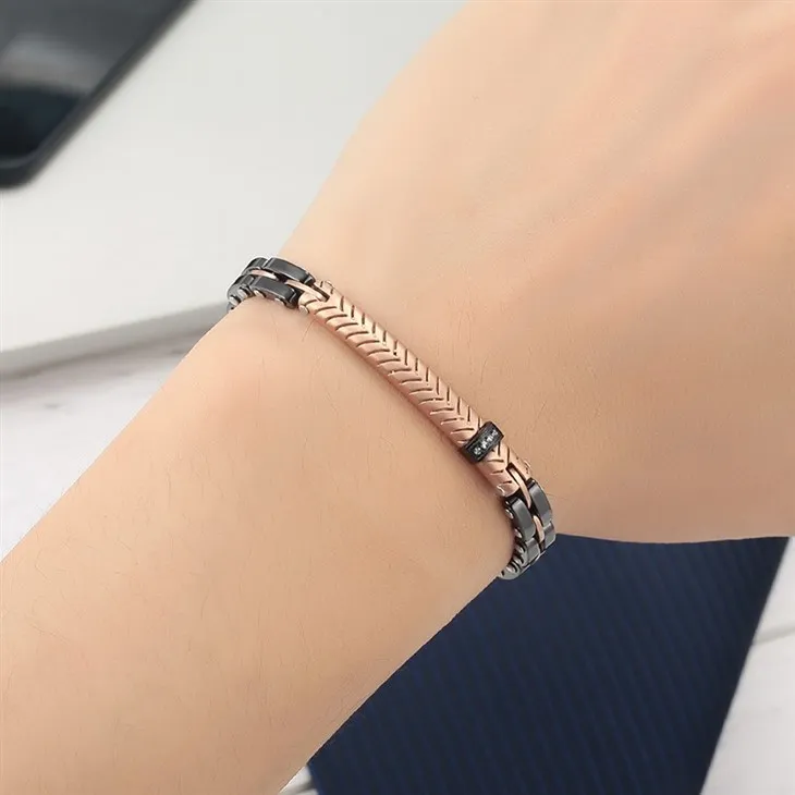 Textured Rose Gold Ceramic Stainless Steel Link Bracelet best