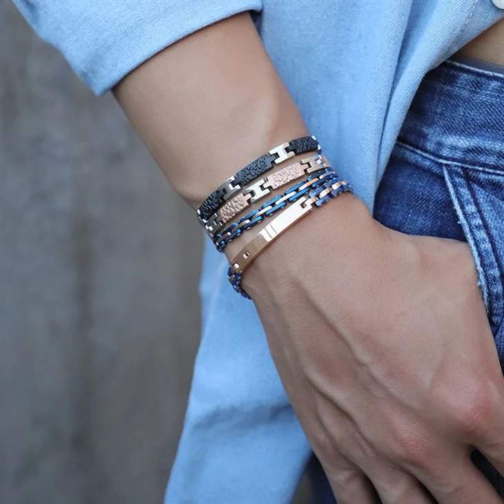 Stainless Steel Ceramic Blue Link Bracelet With Polished Finish best