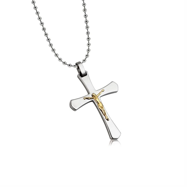 Two-Tone Jesus Cross Pendant Necklace Two-Tone Jesus Cross Pendant Necklace