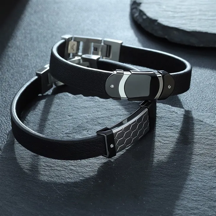 316L Stainless Steel Leather Bracelet With Zircon – Wholesale & Customizable high quality